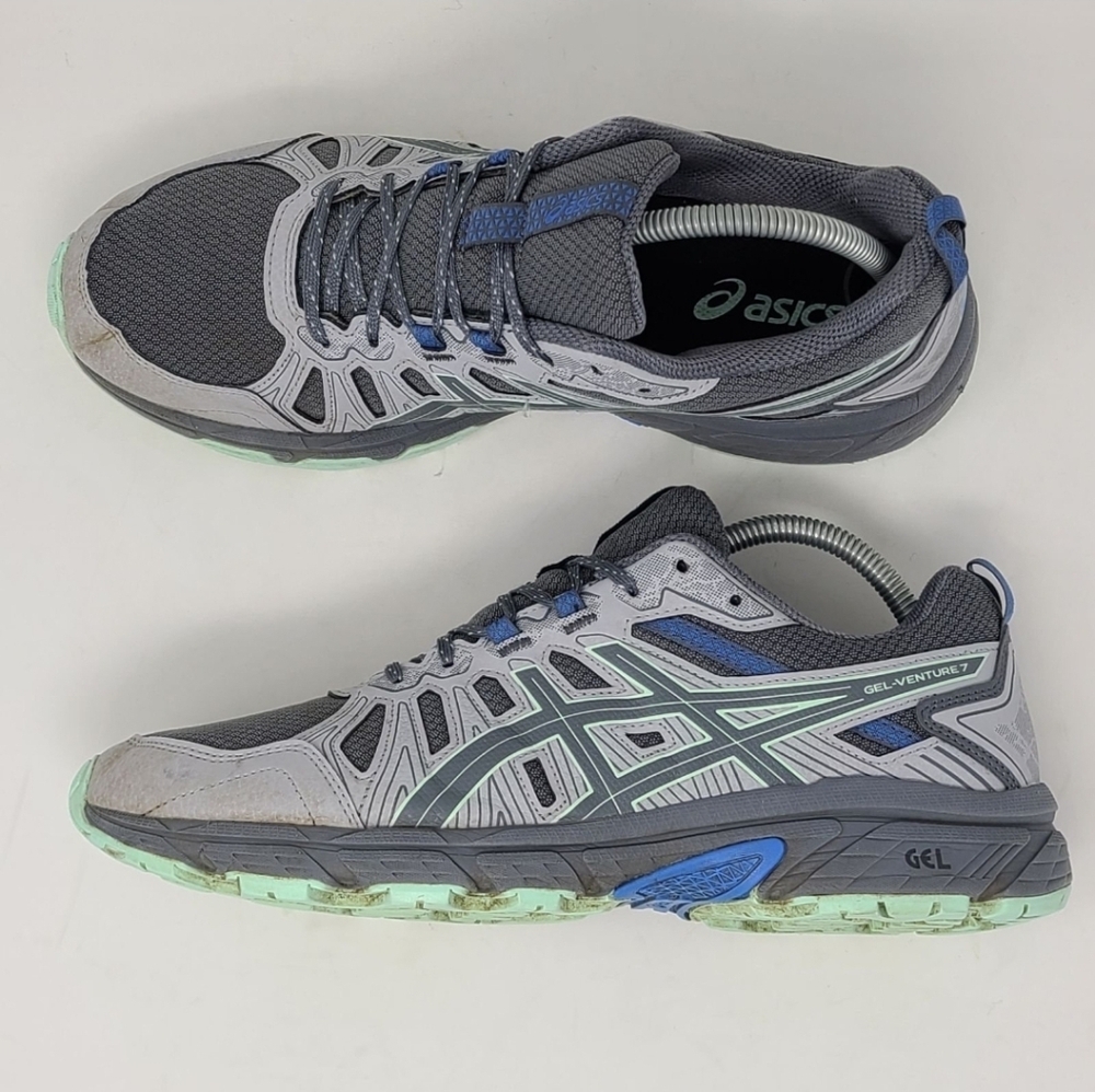 Asics Womens Gel Venture 7 1012A476 Gray Running Shoes Lace Up Low Top Size 10.5